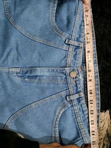 Blue Wide Leg Denim Cargo Jeans