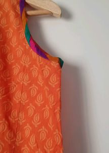 Orange Embroidered Kurti