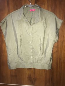 Olive Green Short Sleeve Blouse