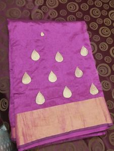 indori cotton Silk saree.. golden embroidery