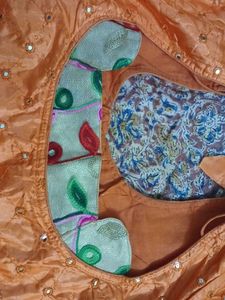 Orange Embellished Sari Blouse