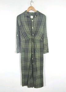 Olive And Black Checks Dress (Women's)