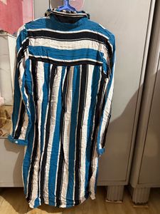 Classy Formal Strips Black Blue White Kurta