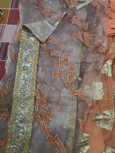 Peach &amp; Gold Lehenga Set
