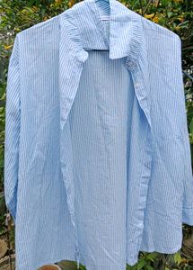 Blue and White Striped Shirt (Free Size)