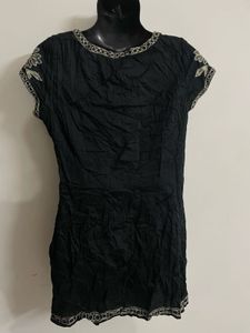 Black Embroidered Party Dress