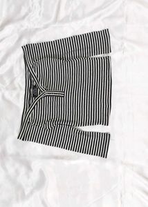 Striped Top &amp; Black Shorts Set