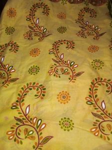 Womens Cotton Yellow Elephant Printed Saree