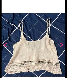 Alia Bhatt White Crochet Top Strap Top