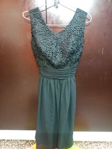A-line Padded Lace Wrap Up Dress