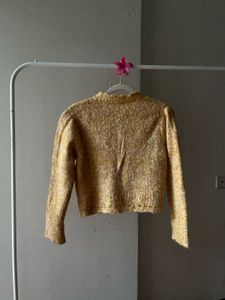 Warm Yellow Round Collar Cardigan