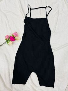 Black Ribbed Jumpsuit
