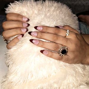 Burgundy Tip Acrylic Nails