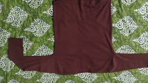 Maroon V-Neck Long Sleeve Shirt