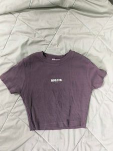 Lavender Burger bae Graphic Crop Top