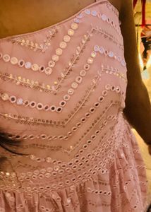 Pink Peplum Dress With Palazzo
