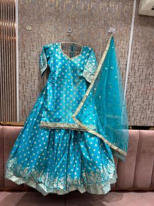 Cyan blue Ethnic Lehenga Choli with Dupatta