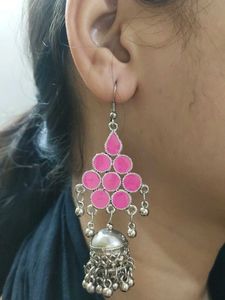 Pink Jhumka Earrings