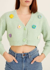 Cute Floral Knit Cardigan