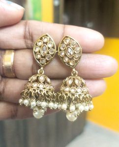 Golden Antique Jhumka Earrings