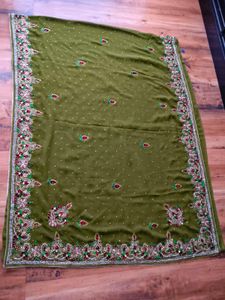 mehandi Green heavy handwork Saree