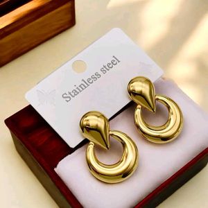 Statement Gold Dangle Earrings, Anti Tarnish