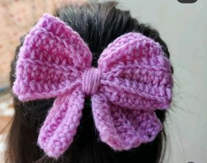 Pink Knit Bow Hair Clip