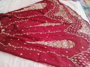 Maroon & Gold Embroidered Fabric