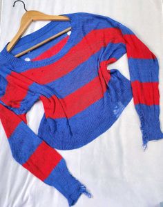 Y2k Striped Knit Sweater A