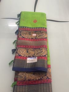 Silk Green And Blue Border Saree