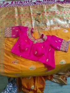 Rose And Mustard Coloured Saree