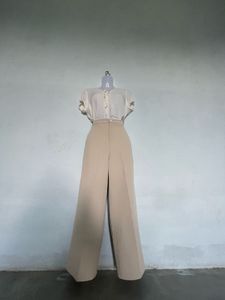 Beige Wide Leg Pants