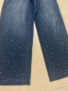 Embellished Denim Wide Leg jeans jeggings