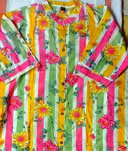 Trendy Floral Striped Co-ord Set Pure Cotton