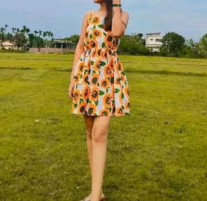 Edgydeal women yellow sunflower cammie dress
