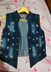 Distressed Denim Vest