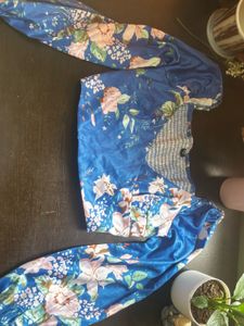 Floral Blue Crop Top