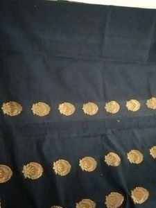 Elegant Navy &amp; Gold Saree
