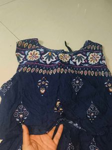 Navy Blue Floral Print Dress