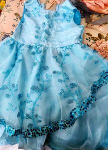 Pretty Blue Sequin Dress+ Peach+ SkyBlue
