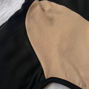 SHEIN INSPIRED Black &amp; Beige Y2k Asymmetrical Hem