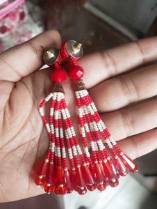 Red &amp; White Beads Earrings