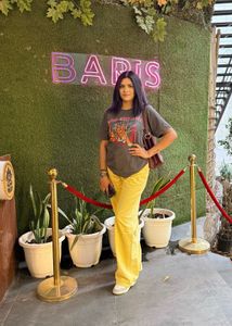 Mango Yellow Straight Fit High Rise Jeans