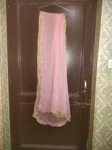 Women Light Pink Chiffon Dupata With Gota Patti