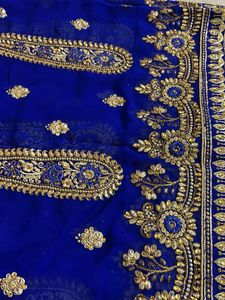 Elegant Blue &amp; Gold Saree