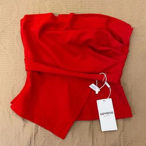 Red Strapless Top