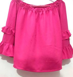 Off Shoulder Full Tiered Sleeves Loose Fit Top
