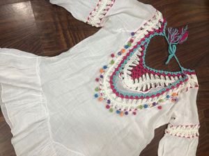 Boho Crochet Trim Top Beach Cover Up