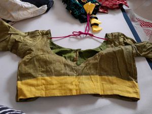 Green & Yellow Saree Blouse