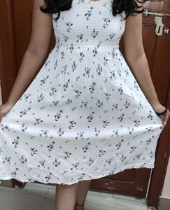 White Cute Floral Beach Dress